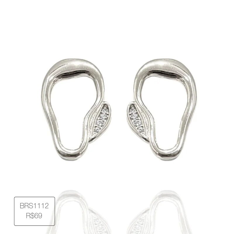 Brinco Orvalho Organico Com 4 Zircs Mon Amour Prateado